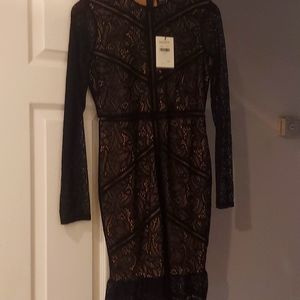 Black lace dress, nude lining, size 6/8